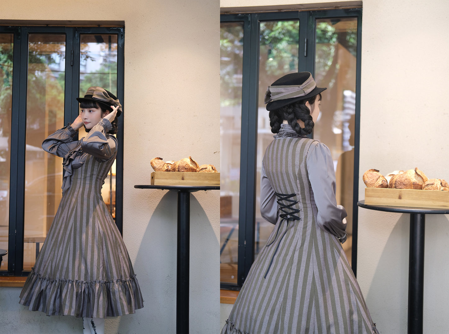 【受注予約12/3まで】Monochrome Reverie ジャンパースカート・ストライプ