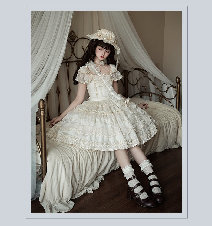 【受注予約4/28まで】Camellia Dream スクエアネックワンピース・ショート丈