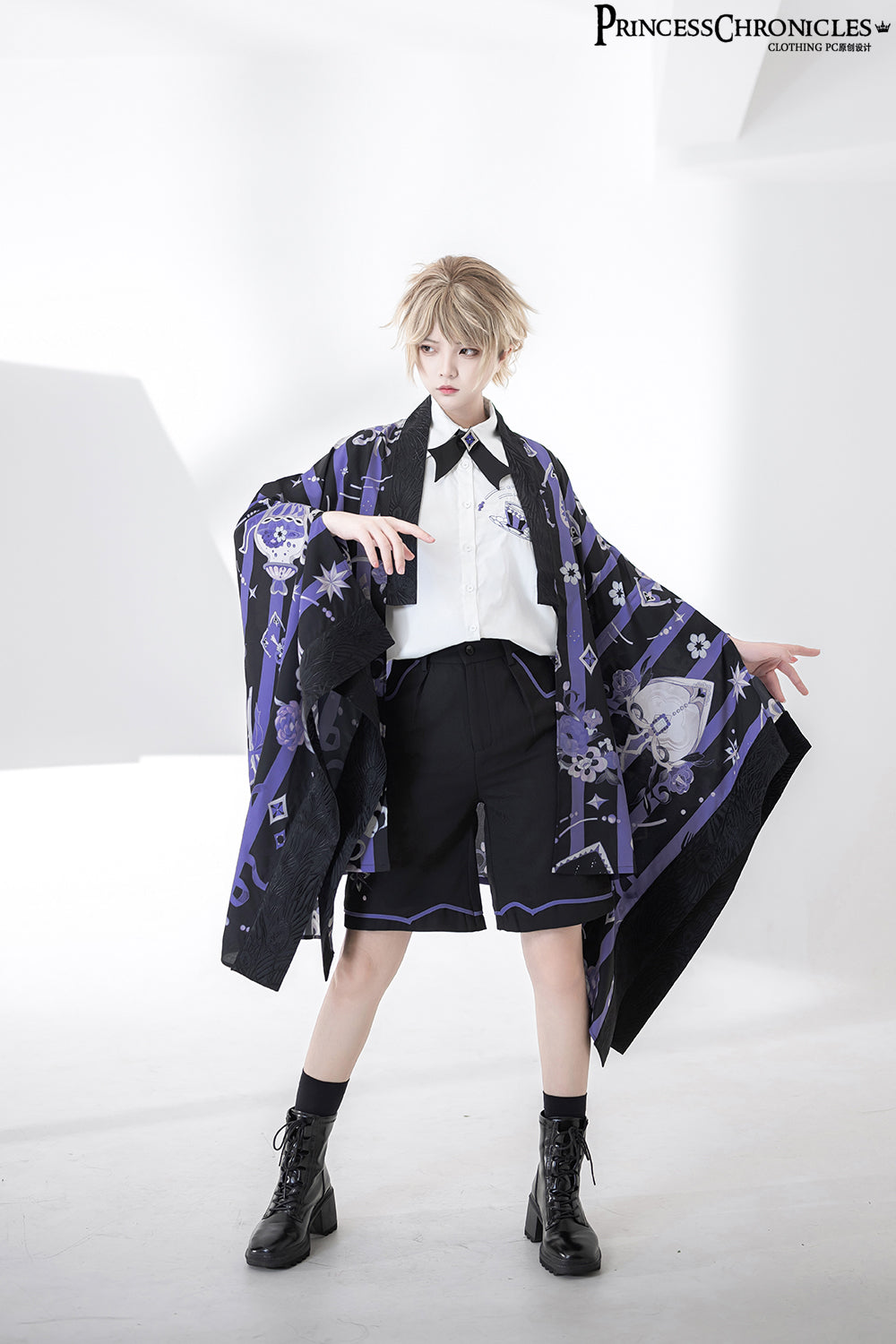 [Pre-order] Prince style blue-purple retro print haori