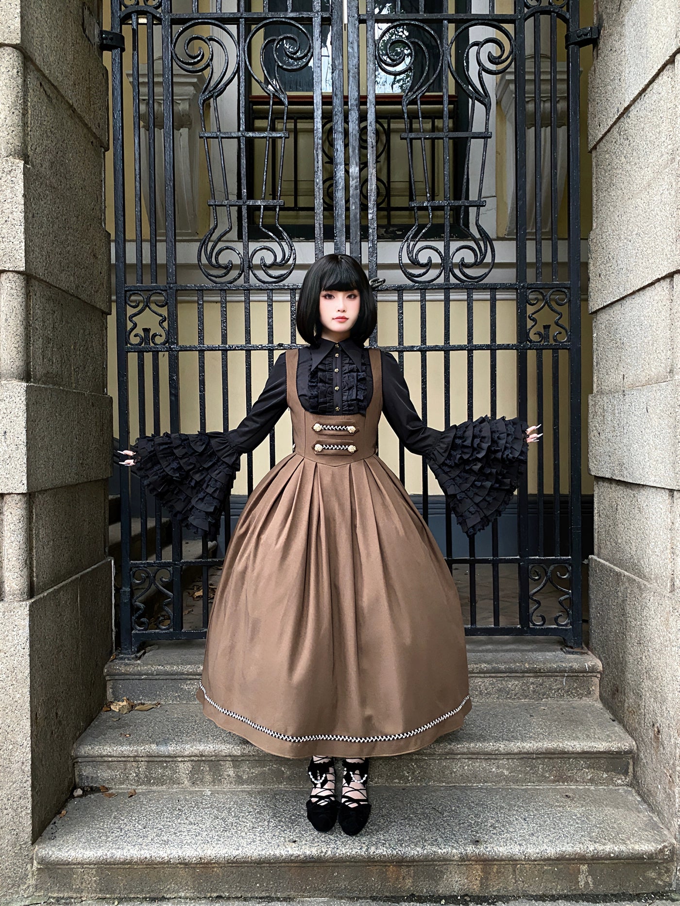 [Resale/Pre-orders available until 10/28] Bright Moon Corset Jumper Skirt, Plain Type [Brown]