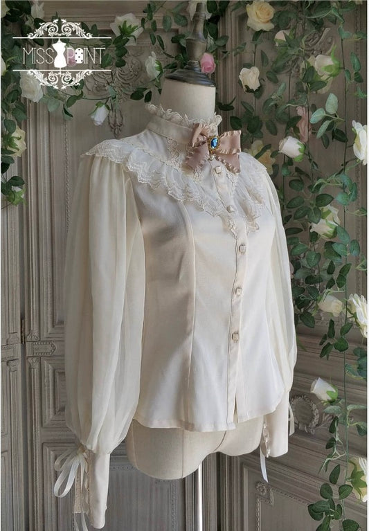 [Sales period ended] Golden movement stand collar blouse