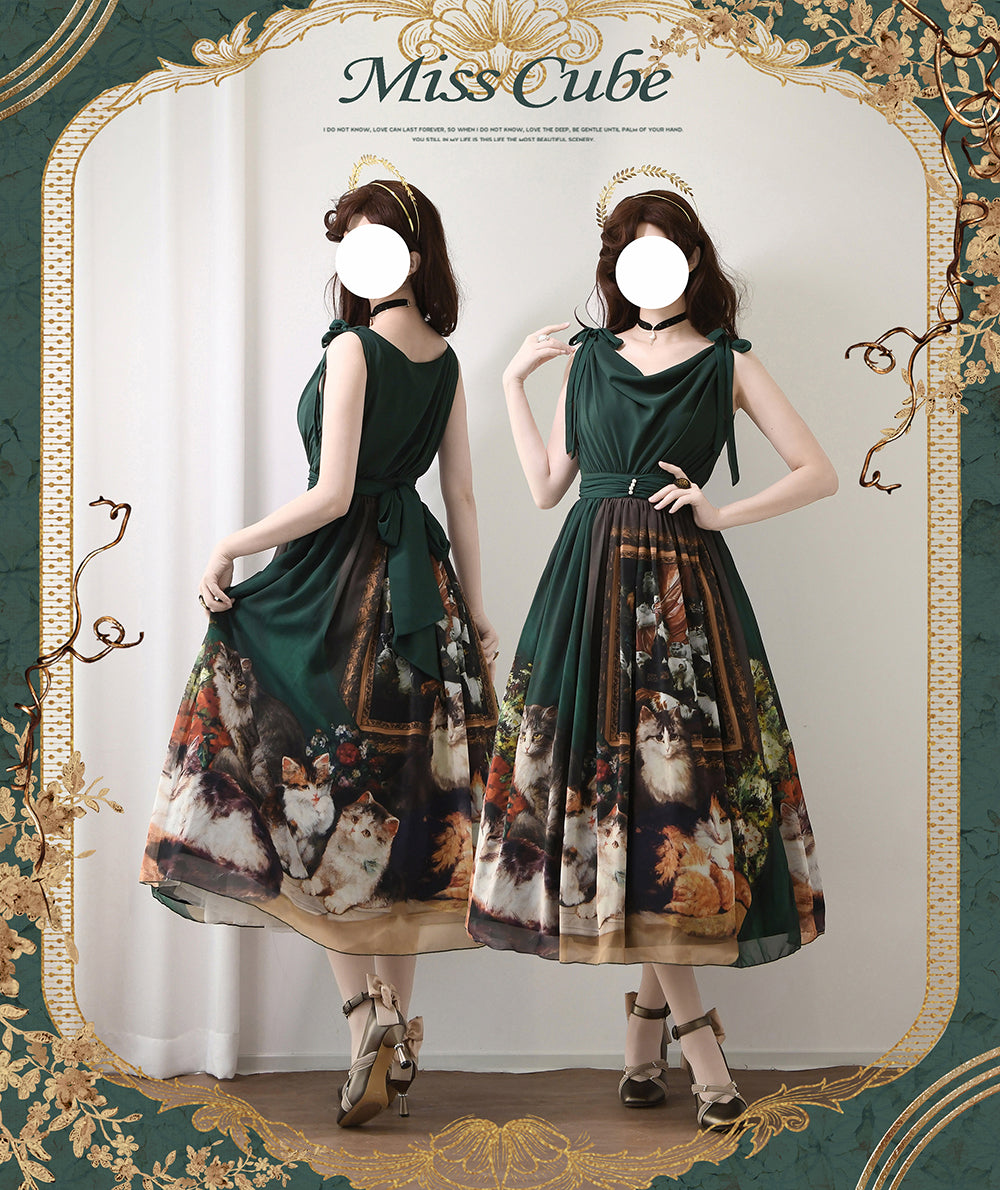 【予約販売】Elegance Greek 油彩画風プリントジャンパースカート・新色