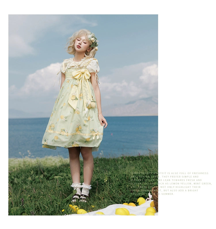 【受注予約7/16まで】Limone Town カントリー風ハイウエストジャンパースカート