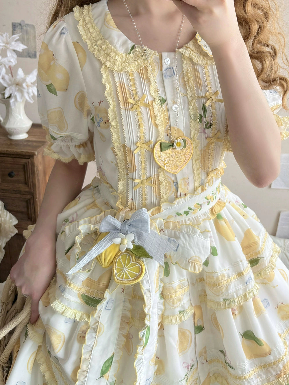 【予約販売】Lemon Sweetie プリント半袖ワンピース・ラグジュアリータイプ