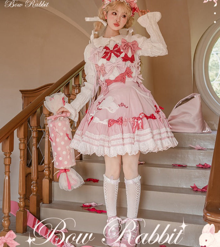 【受注予約6/11まで】Bow Rabbit リボンのサスペンダースカート