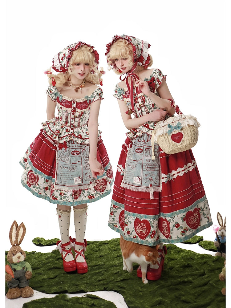 [Sale period ended] Apple Paradise tops and skirt set/short length
