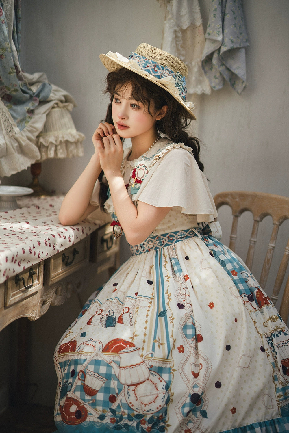 [Sales period ended] Picnic Tea Party Embroidered Blouse