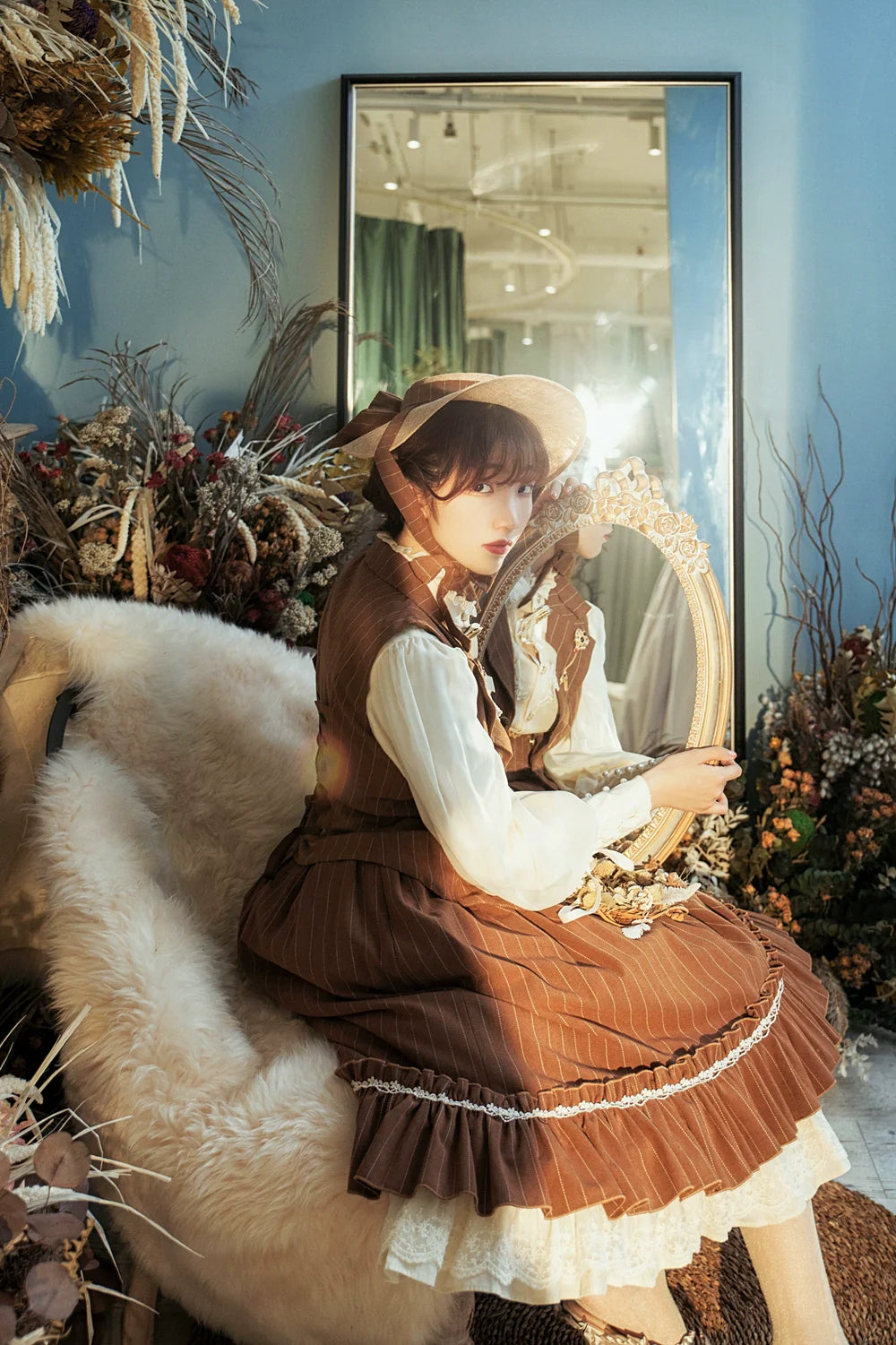 [Pre-order] British Classical Lolita Vertical Striped High Waist Skirt
