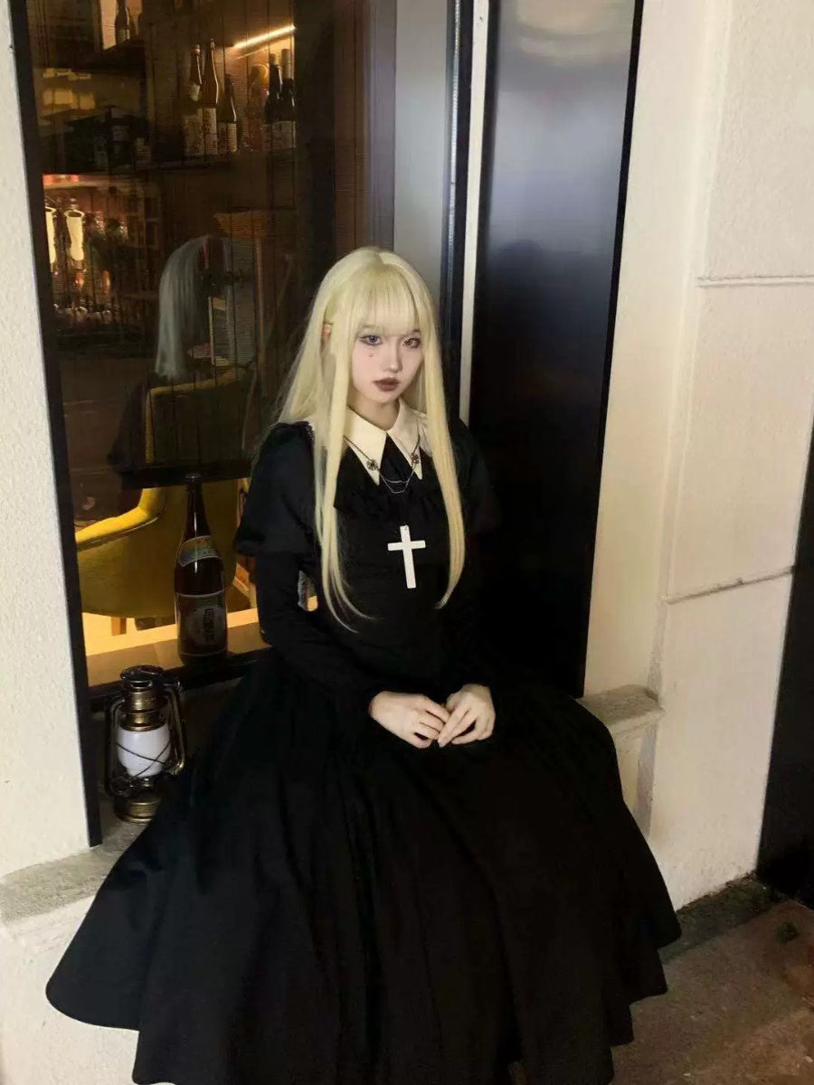 ハートカット切替 ゴシック ショート丈ワンピース