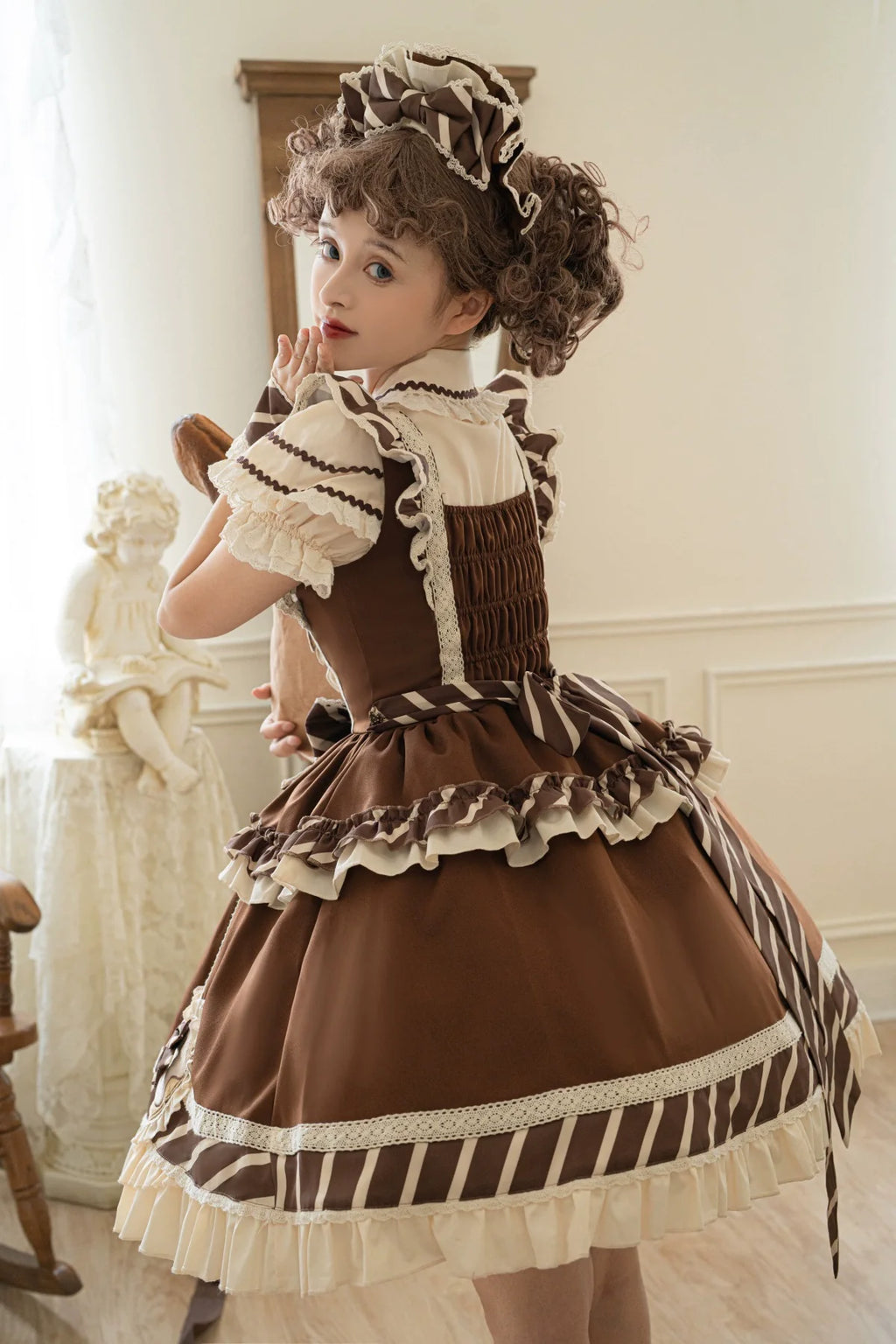 White &amp; milk chocolate jumper skirt and blouse