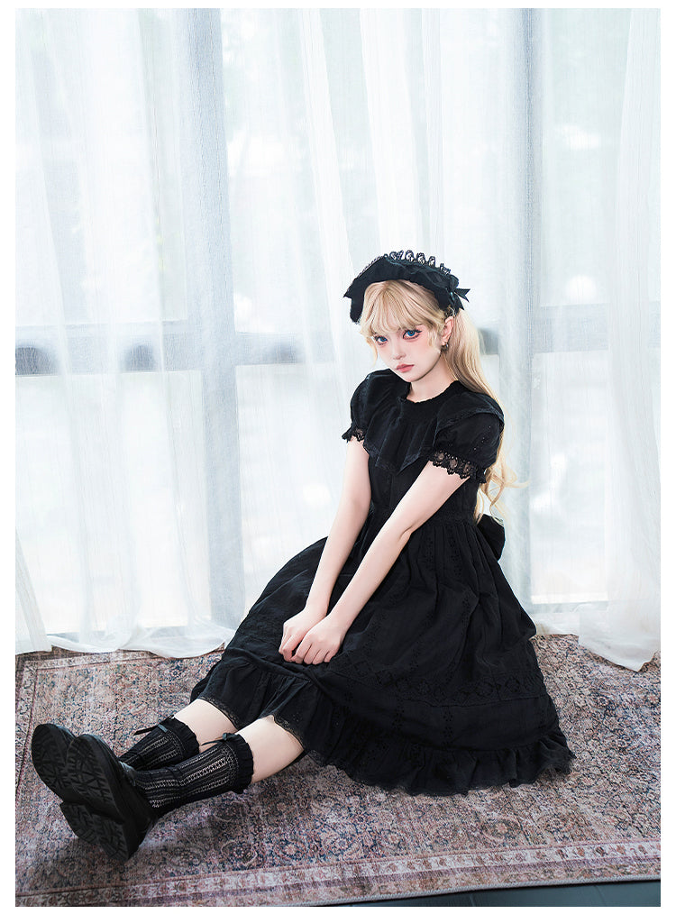 花刺繍入りコットンレースワンピース 単品＆セット