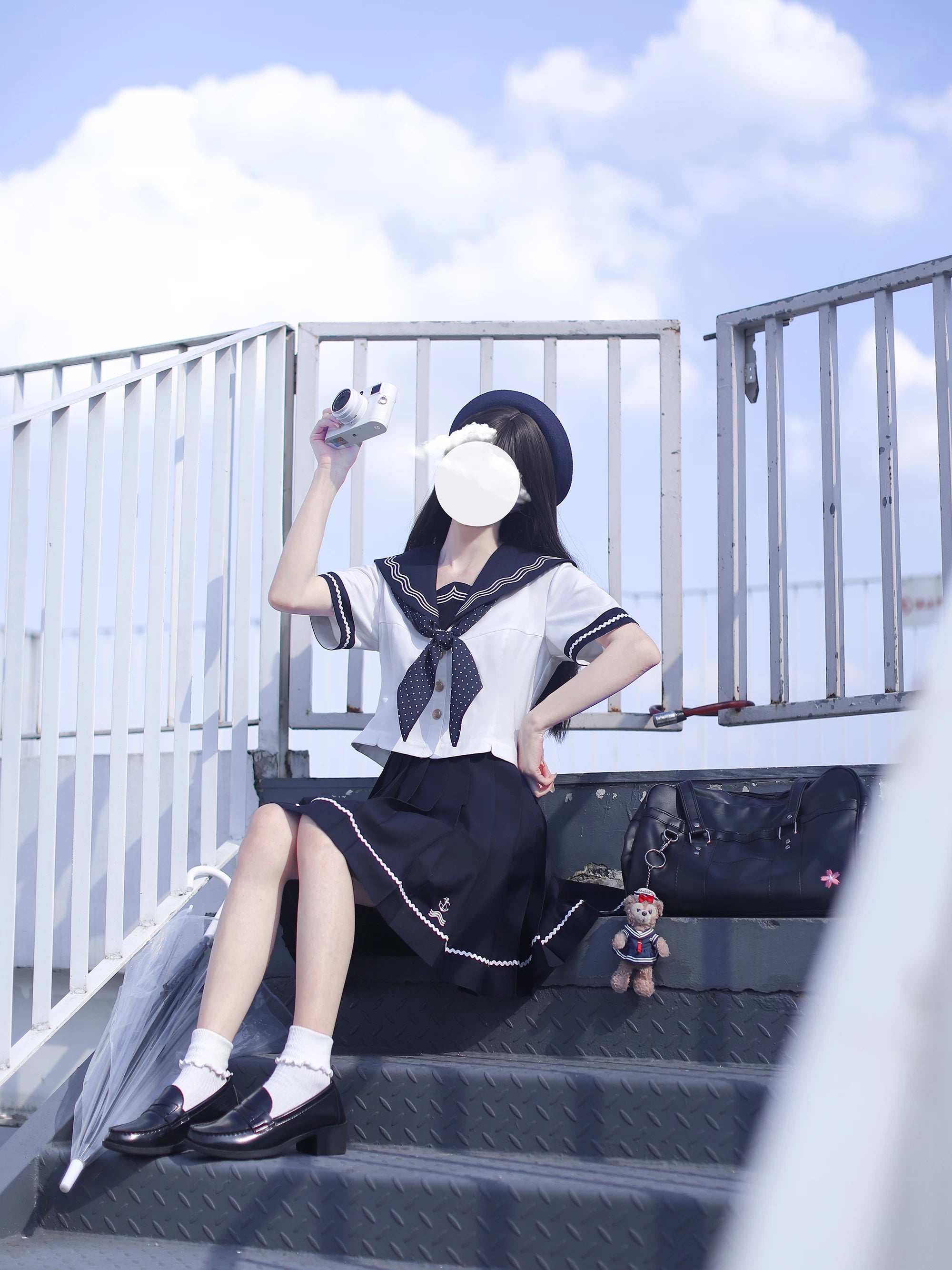 夏の海 学院風セーラーカラーセットアップ