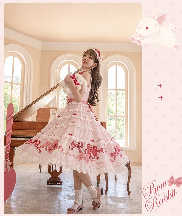 【受注予約6/11まで】Bow Rabbit ティアードジャンパースカート