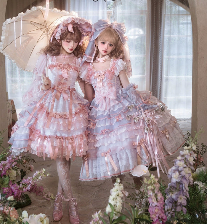 【受注予約8/6まで】Rose Courtyard レースとリボンのドレス・新色