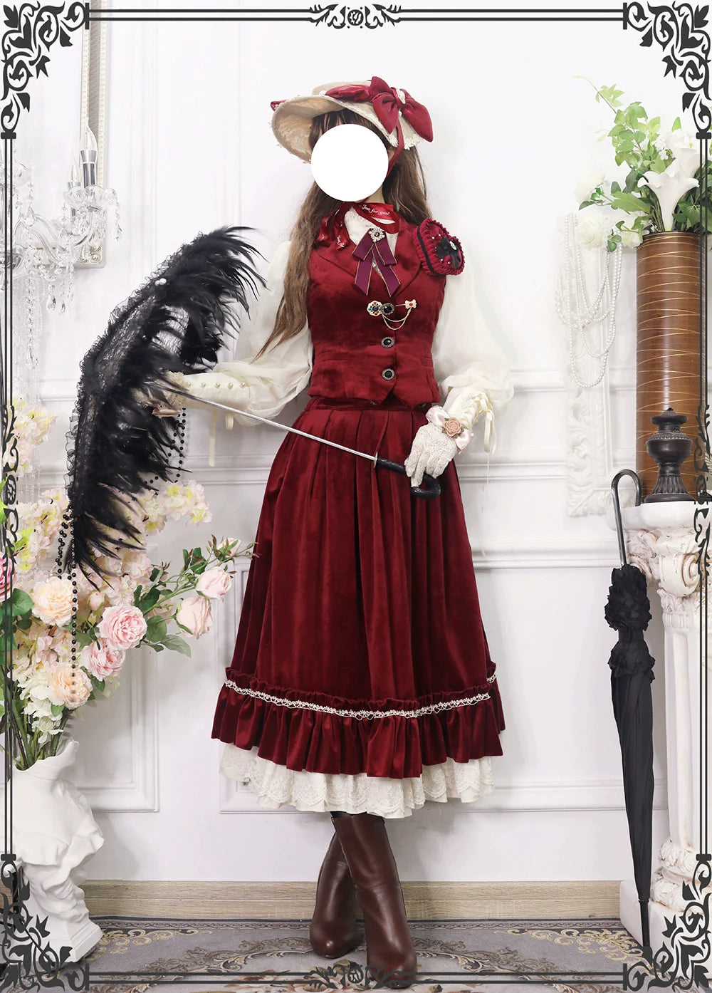 [Pre-order] British Classical Lolita Velvet High Waist Skirt