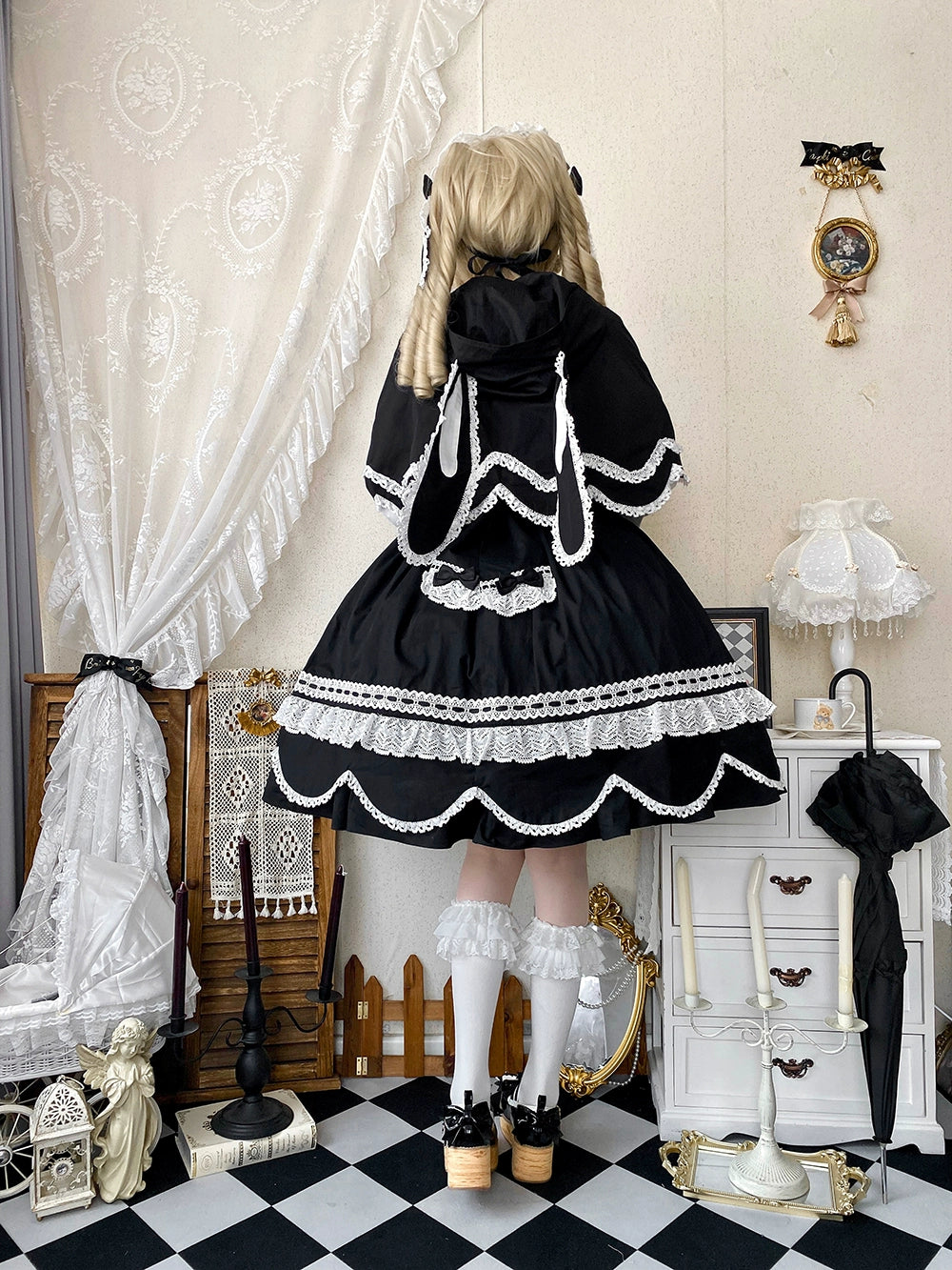 【予約販売】Antique Petal Rabbit リボンジャンパースカート