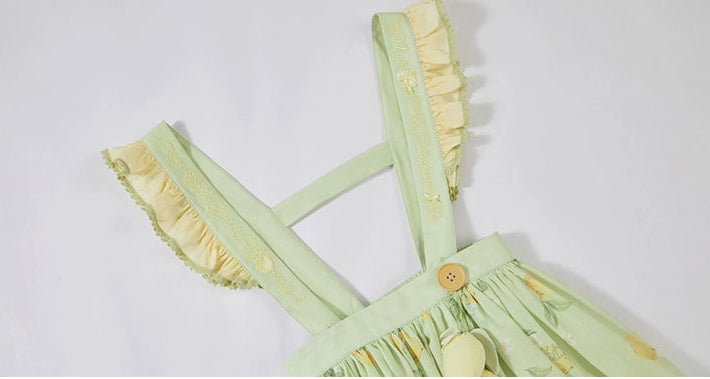 【受注予約7/16まで】Limone Town カントリー風サスペンダースカート