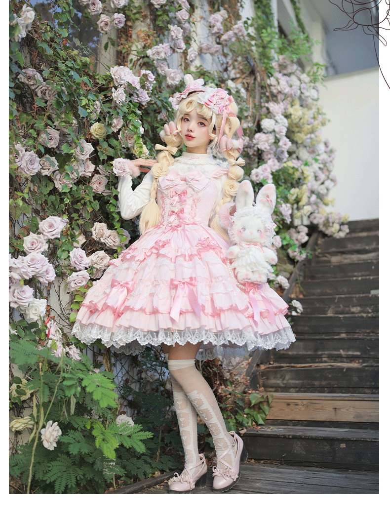 【予約販売】Antique Doll 刺繍レースのジャンパースカート