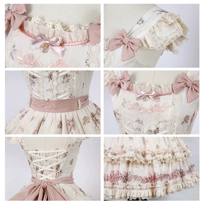 Roses Bouquet French Frill Sleeve Jumper Skirt