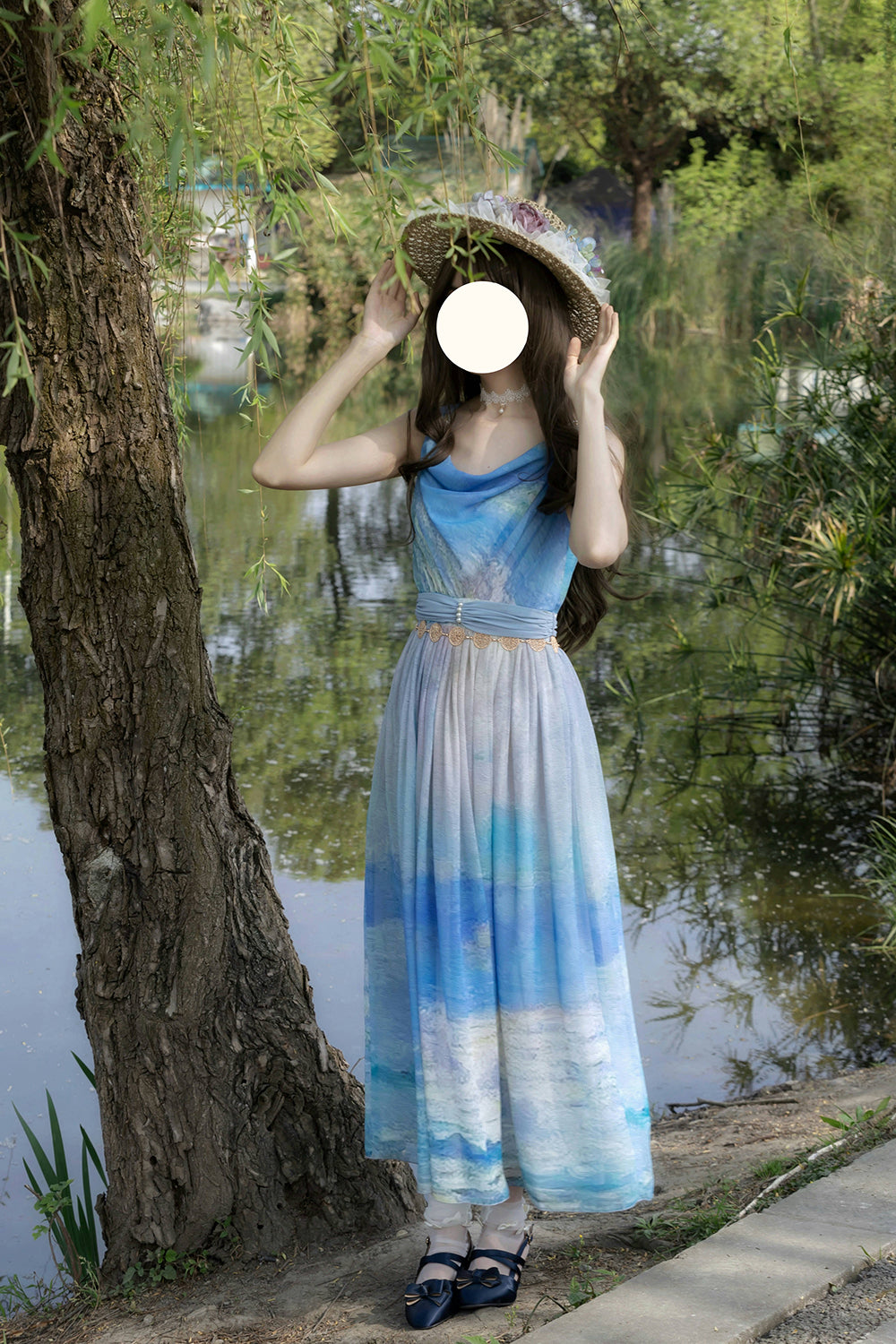 【予約販売】Elegance Greek 油彩画風プリントジャンパースカート・新色