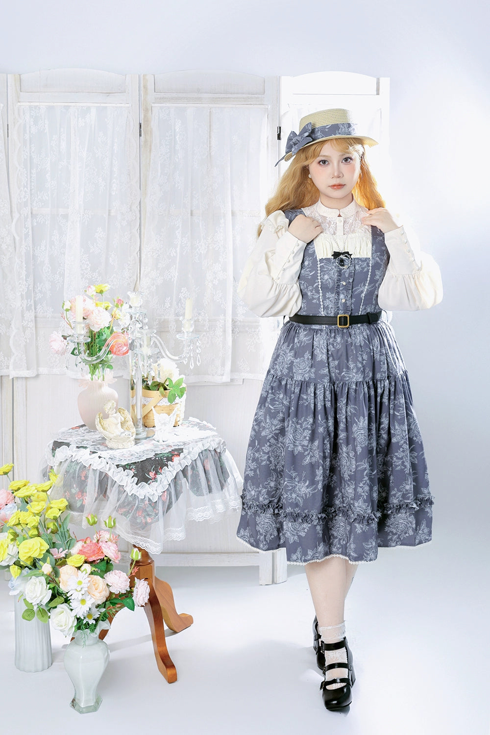 【予約販売】Sketch Wild Rose ジャンパースカート プリントタイプ