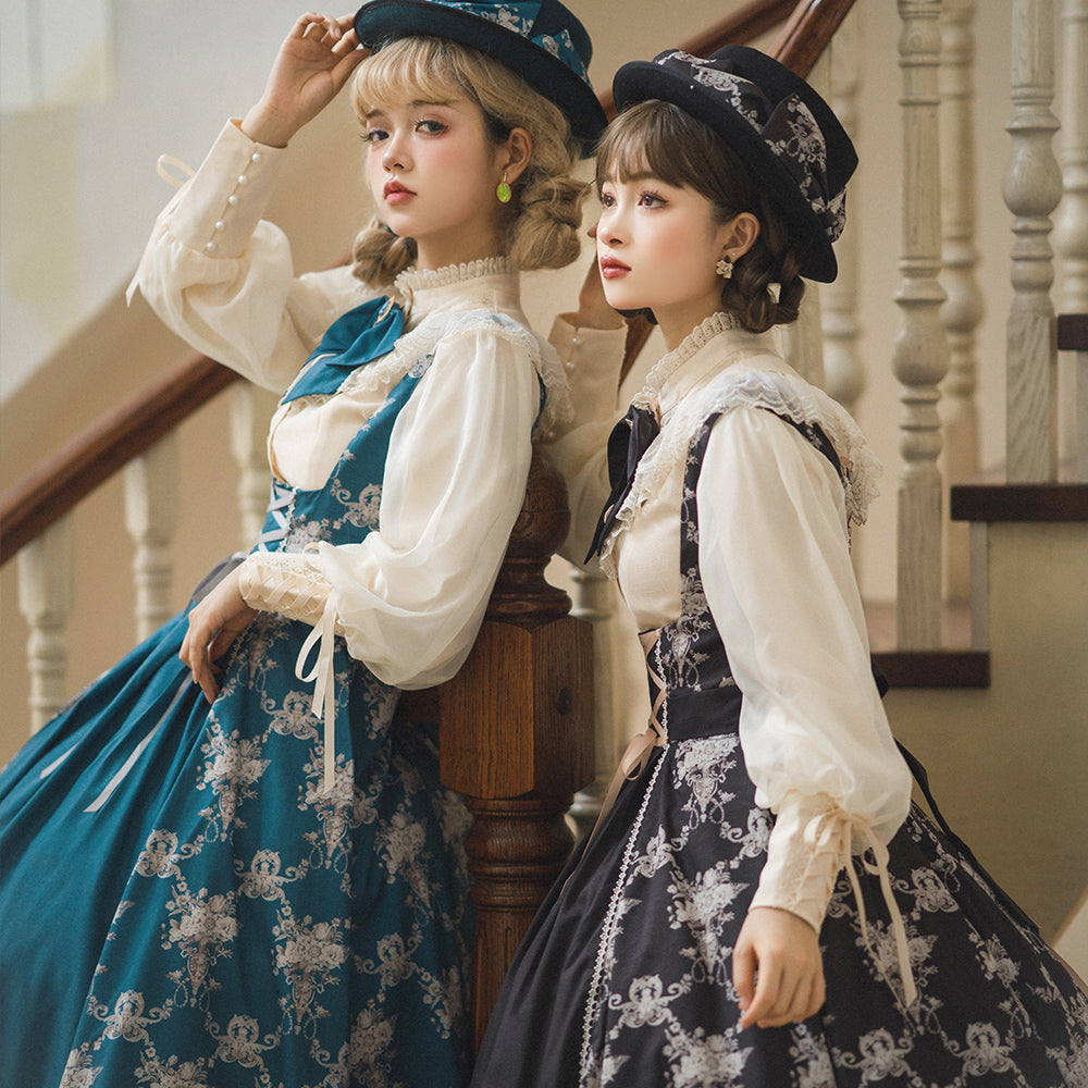 【予約販売】Antique Flower Wall ジャンパースカート