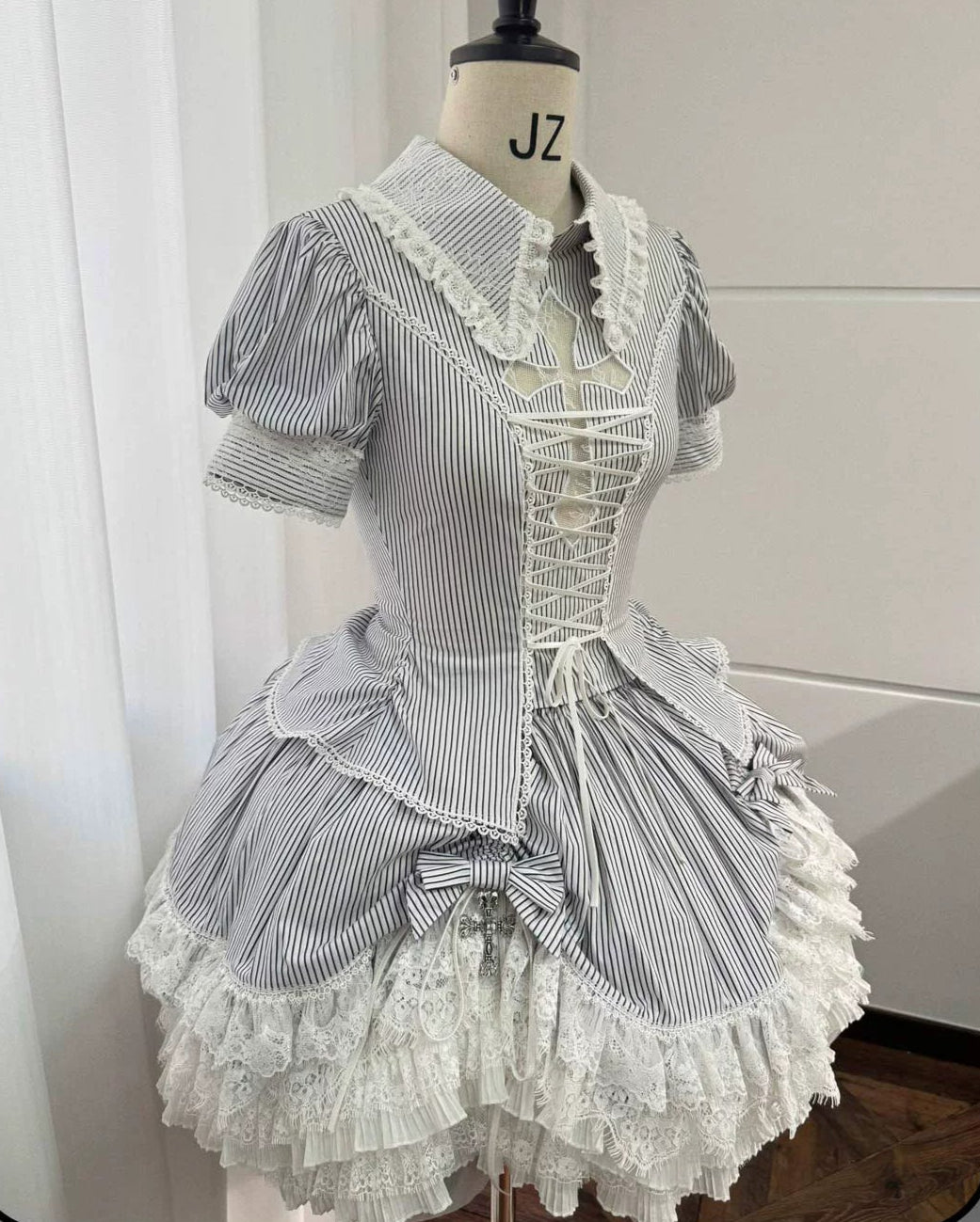 【受注予約6/26まで】条紋十字 ストライプのミニスカートセットアップ