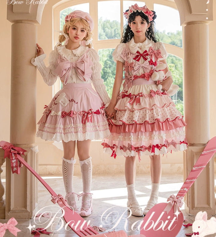 【受注予約6/11まで】Bow Rabbit リボンのサスペンダースカート