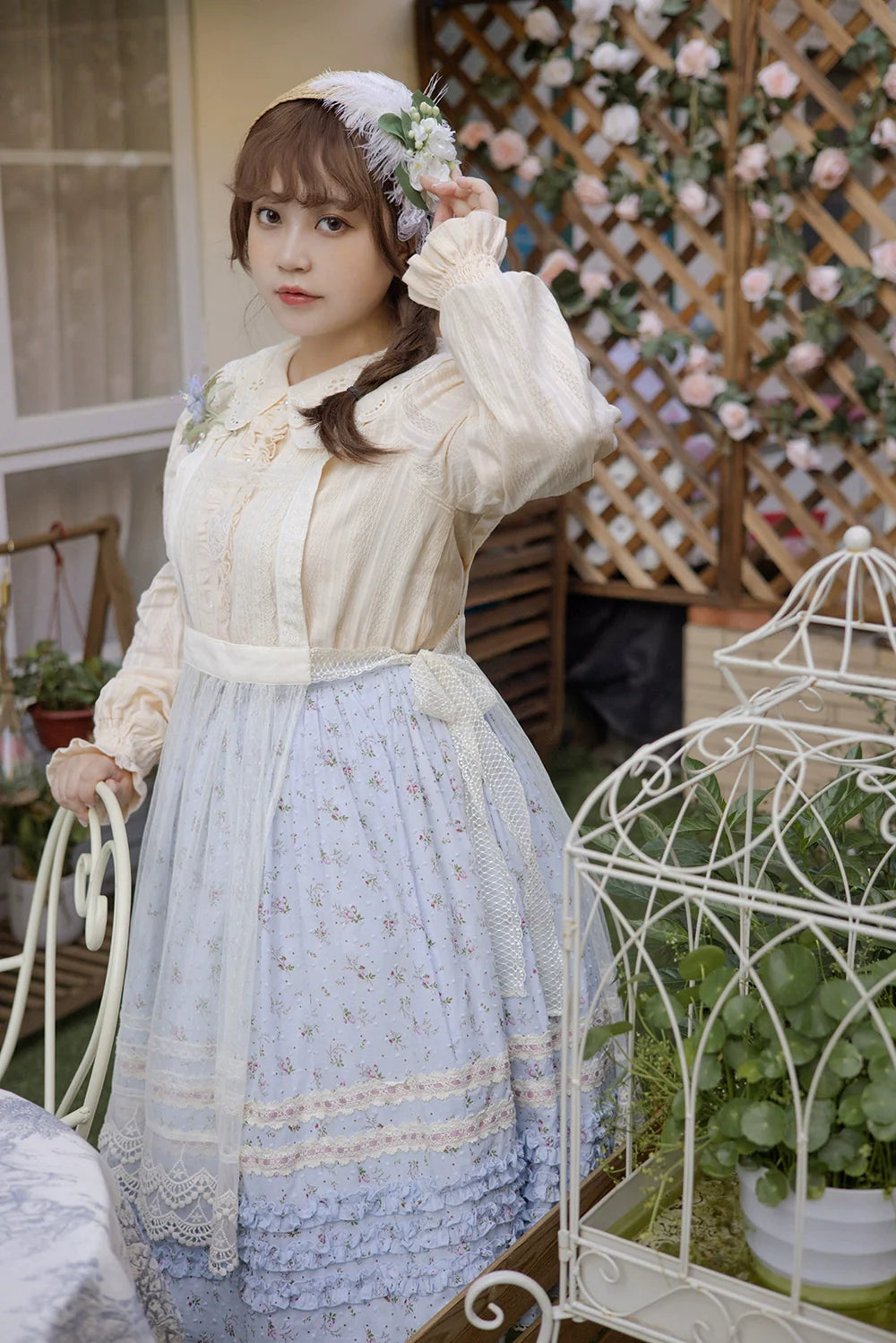 [Pre-order] Pink Flower Polka Dot Sheer Apron
