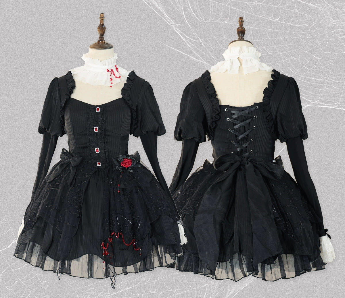 Twin Witches ゴシックチュールワンピースとインナースカート