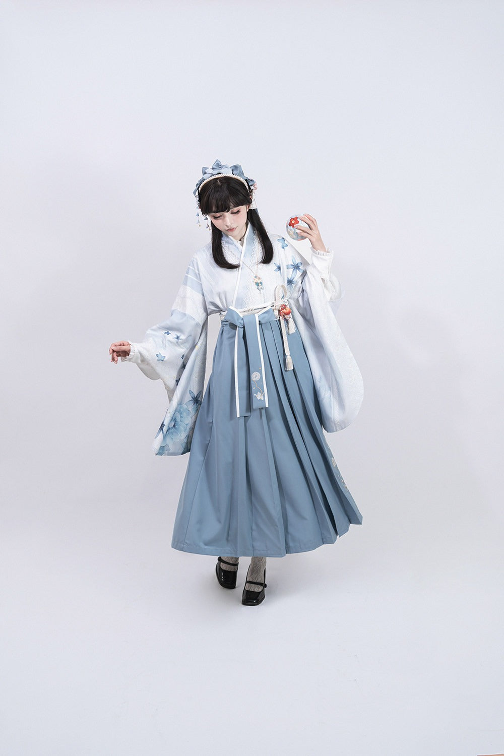 【新色追加】和風プリントとレースの着物風トップス【合わせ買いで20%オフ】