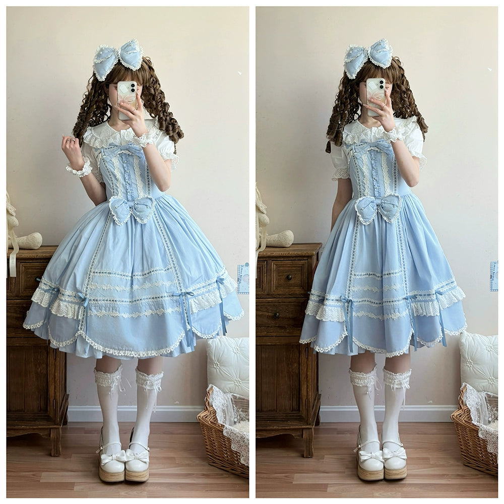 【予約販売】Antique Petal Rabbit リボンジャンパースカート