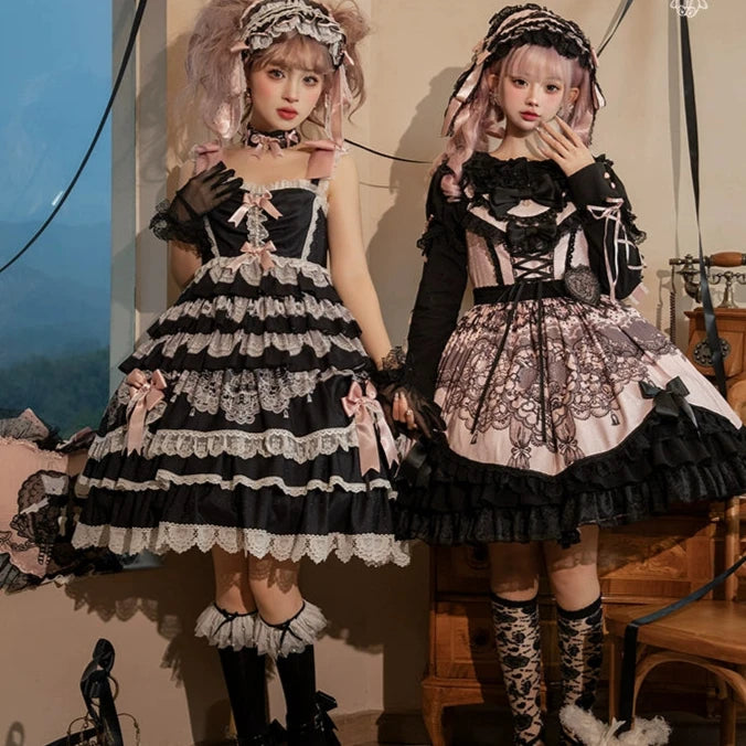 【再販・受注予約12/23まで】Lace Figure ティアードジャンパースカート