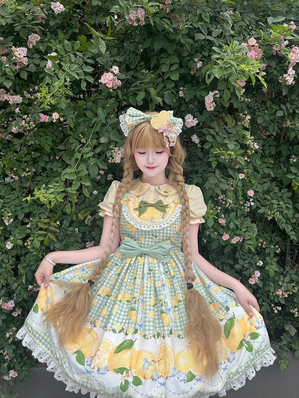 【受注予約5/14まで】Lemon Sweetie プリントジャンパースカート・ミドル丈