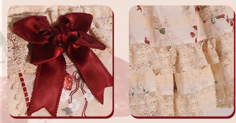 【受注予約8/14まで】 Strawberry Whisper プリントジャンパースカート