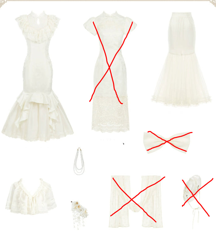 白百合色のフィッシュテール華ロリドレス