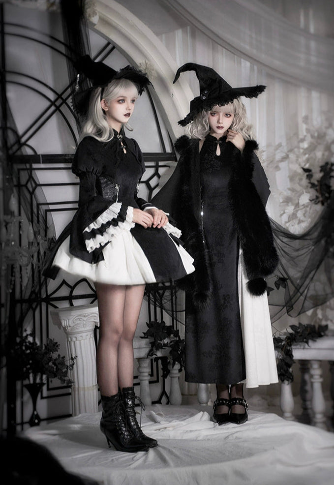 チャイナ風ゴスロリ魔女ワンピースセット ロング丈