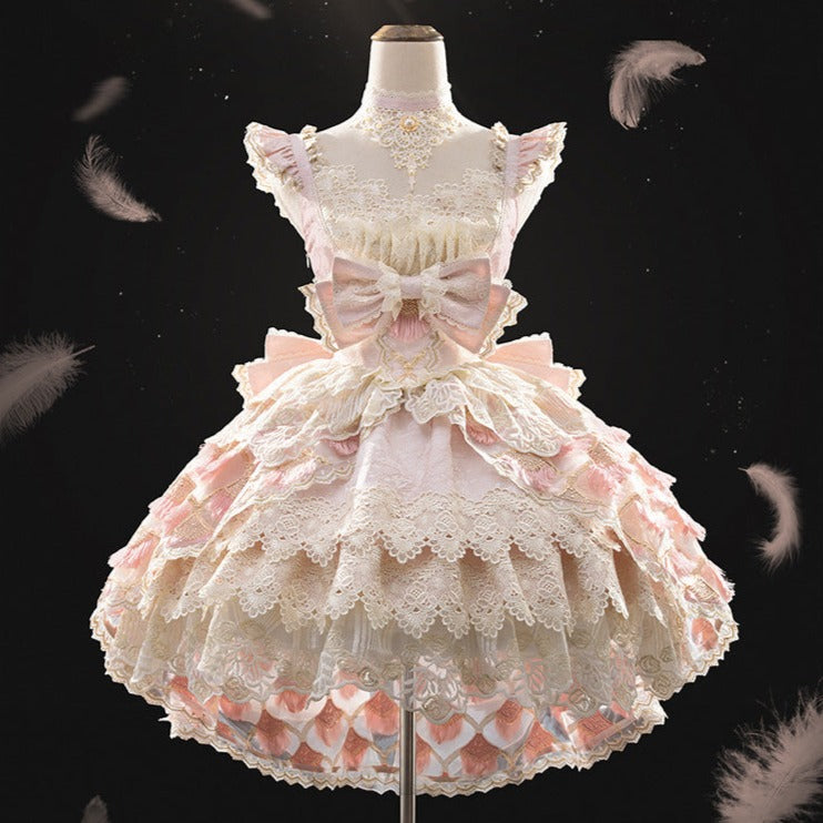 【受注予約6/18まで】Peacock Feather ミニドレス・ピンク