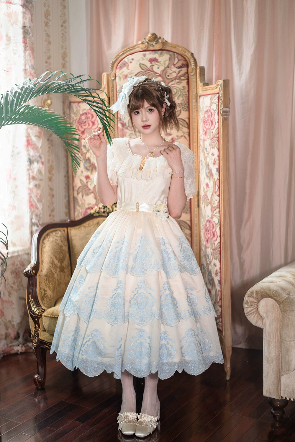 【受注予約9/25まで】Noble Garden 付け袖付きレースブラウス