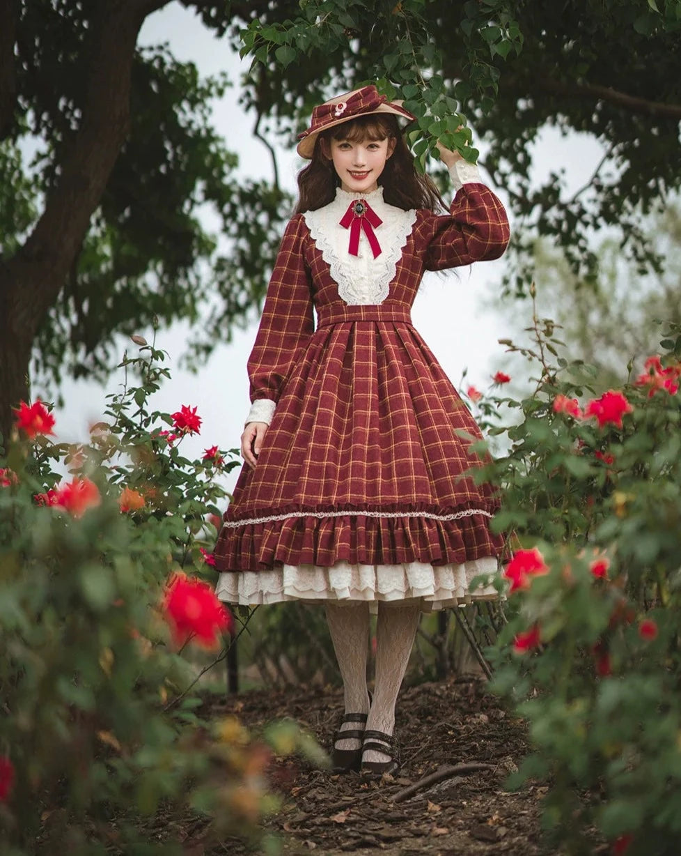 [Pre-order] British Classical Lolita Warm Check Dress
