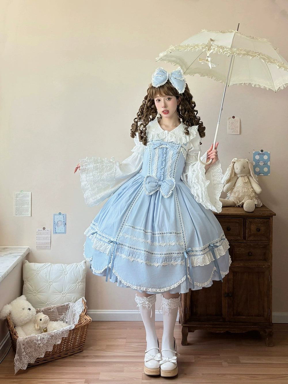 【予約販売】Antique Petal Rabbit リボンジャンパースカート