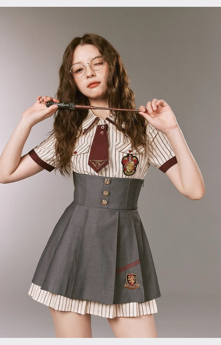 [Pre-order] Hogwarts School of Witchcraft and Wizardry Short sleeve striped dress and mini skirt