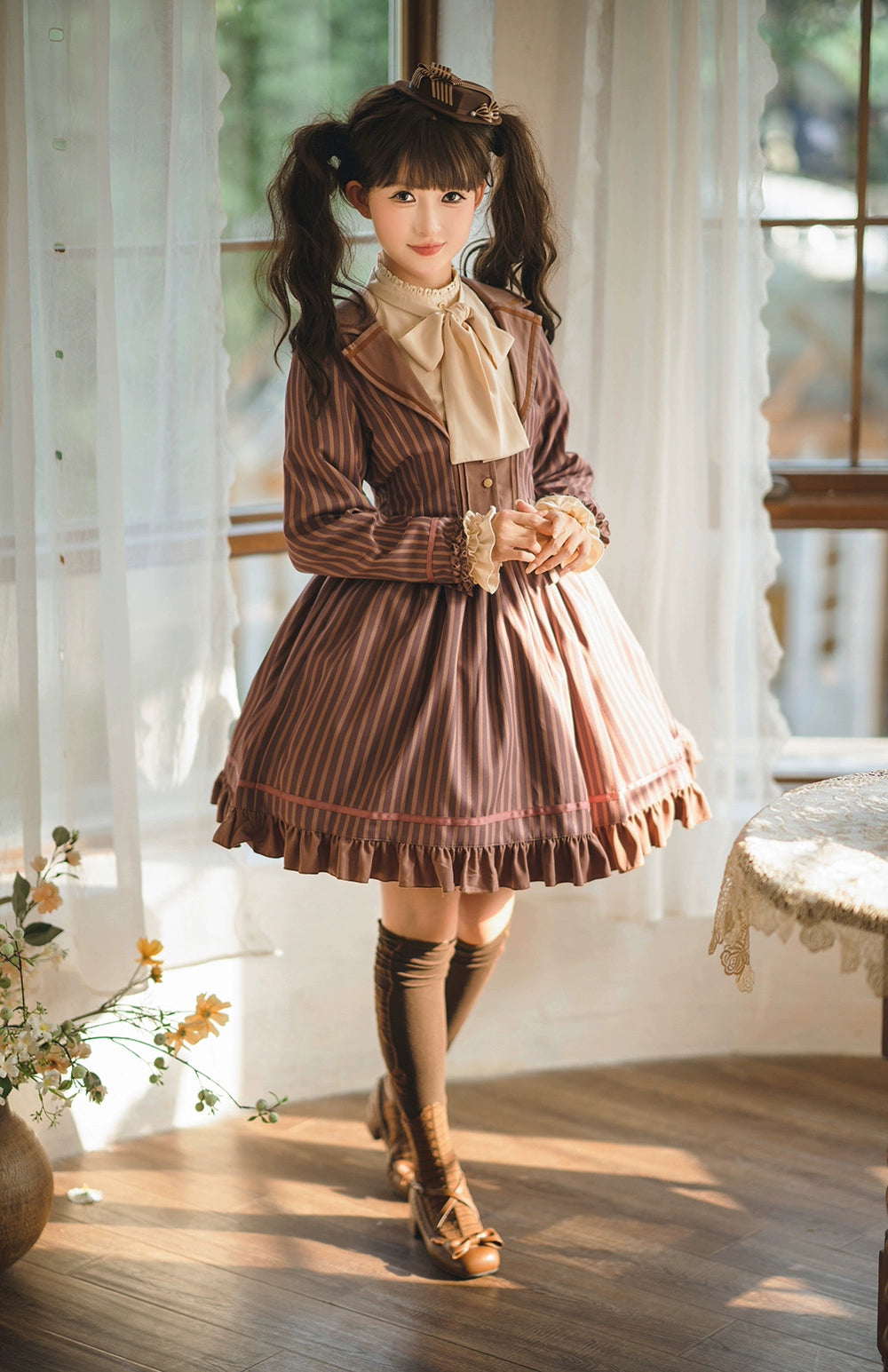 【予約販売】Classic Chocolat Stripe ストライプスカート・ショート丈