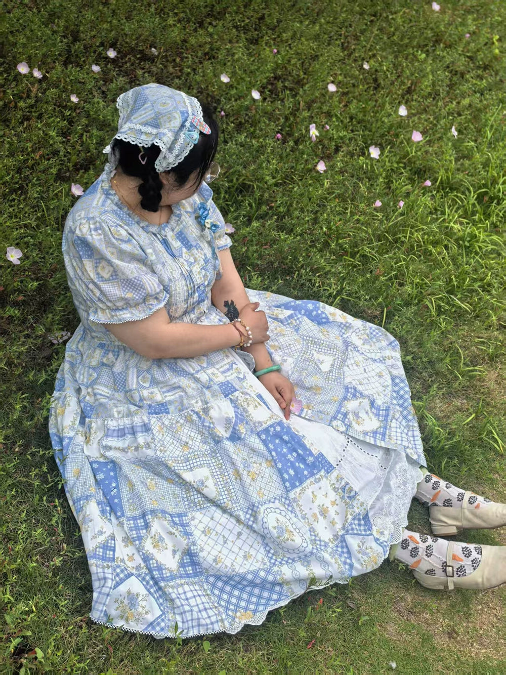 【受注予約7/14まで】Pathwork Garden カントリー風半袖ワンピース