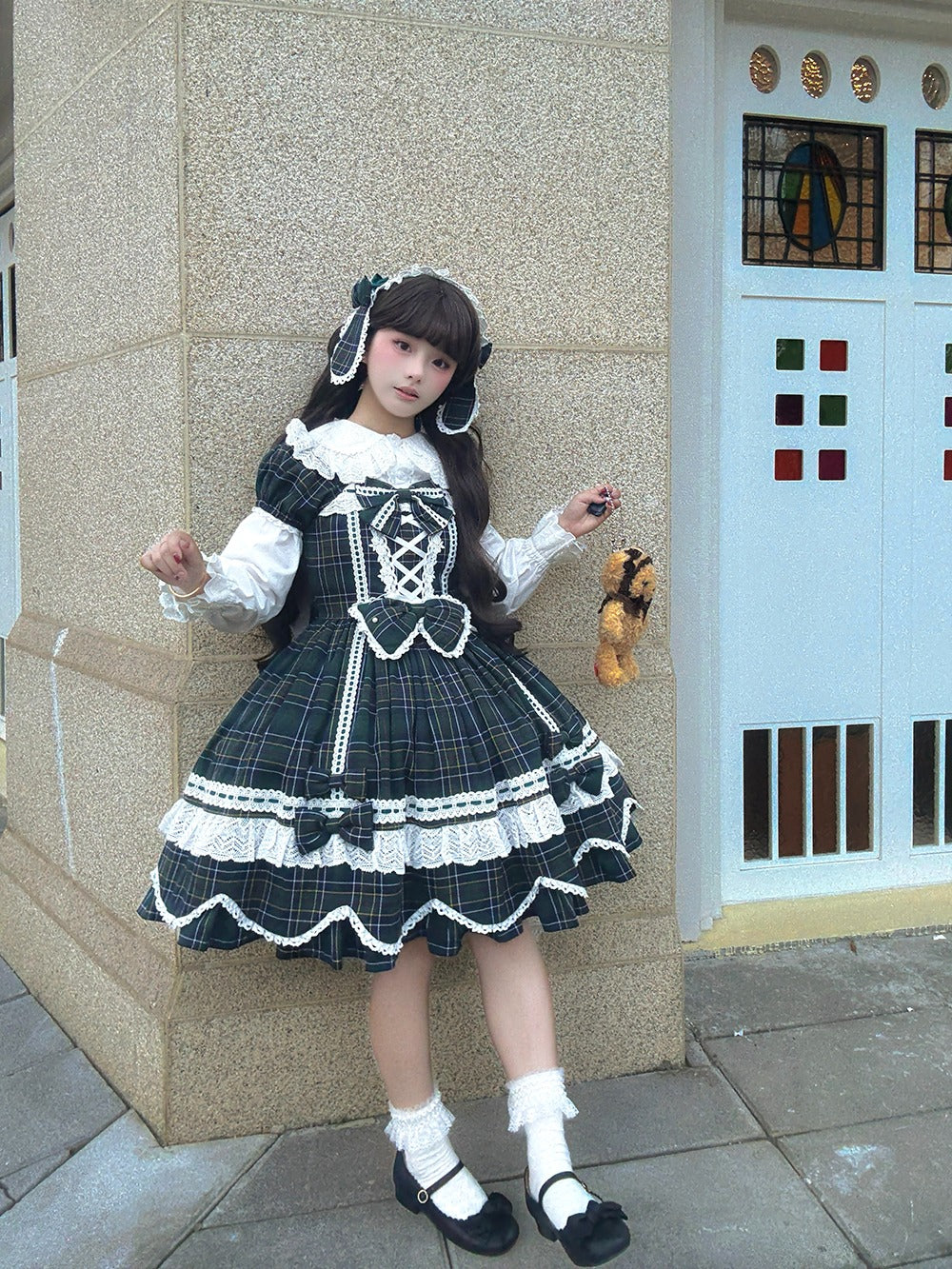 【予約販売】Checkered Petal Rabbit リボンワンピース