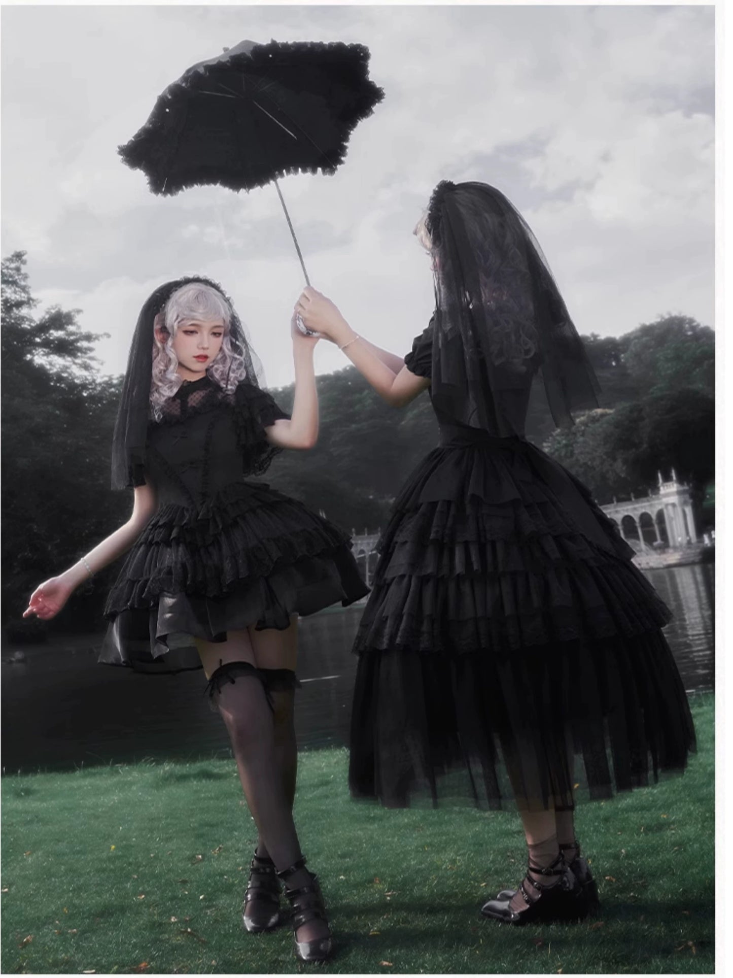 Dark Fairy Layered Frill Jumper Skirt and Blouse