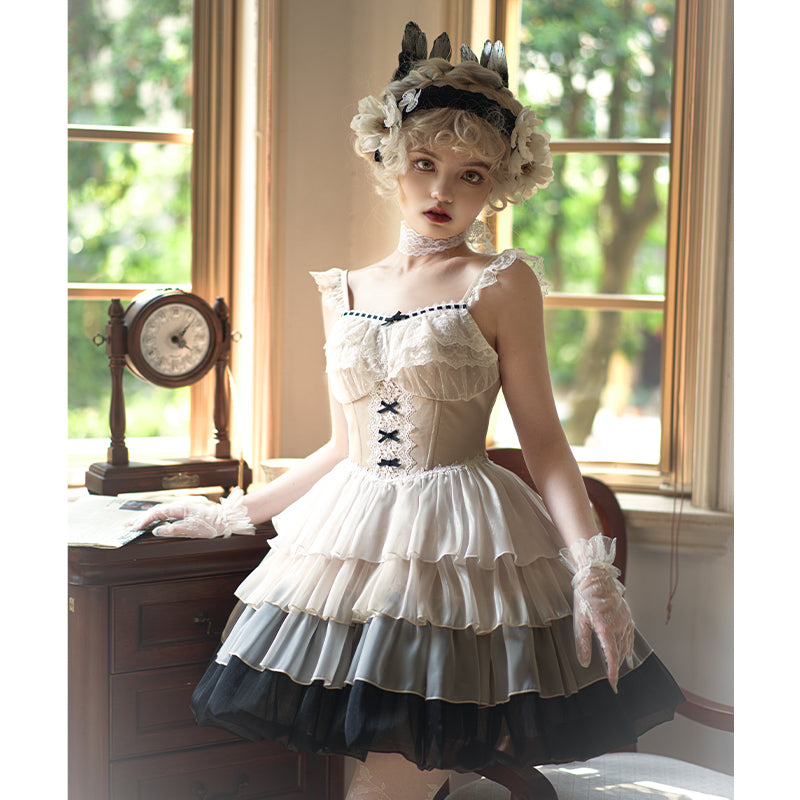 Swan Lake Gradient color ballet style jumper skirt