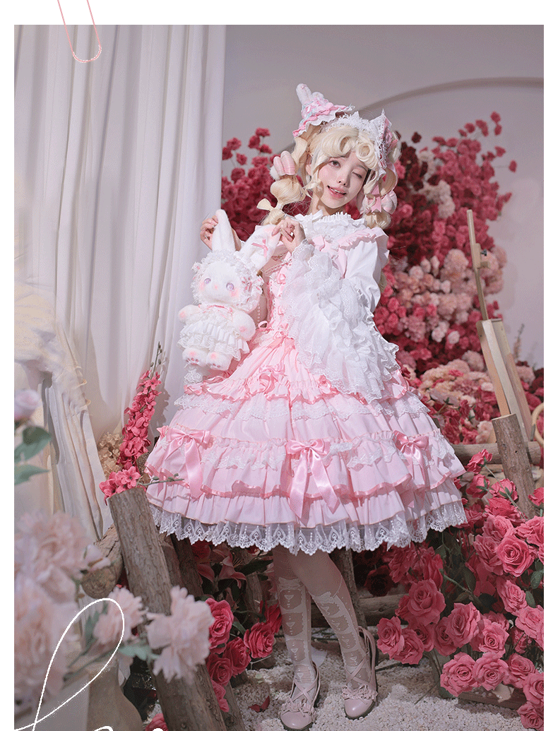 【予約販売】Antique Doll 刺繍レースのジャンパースカート