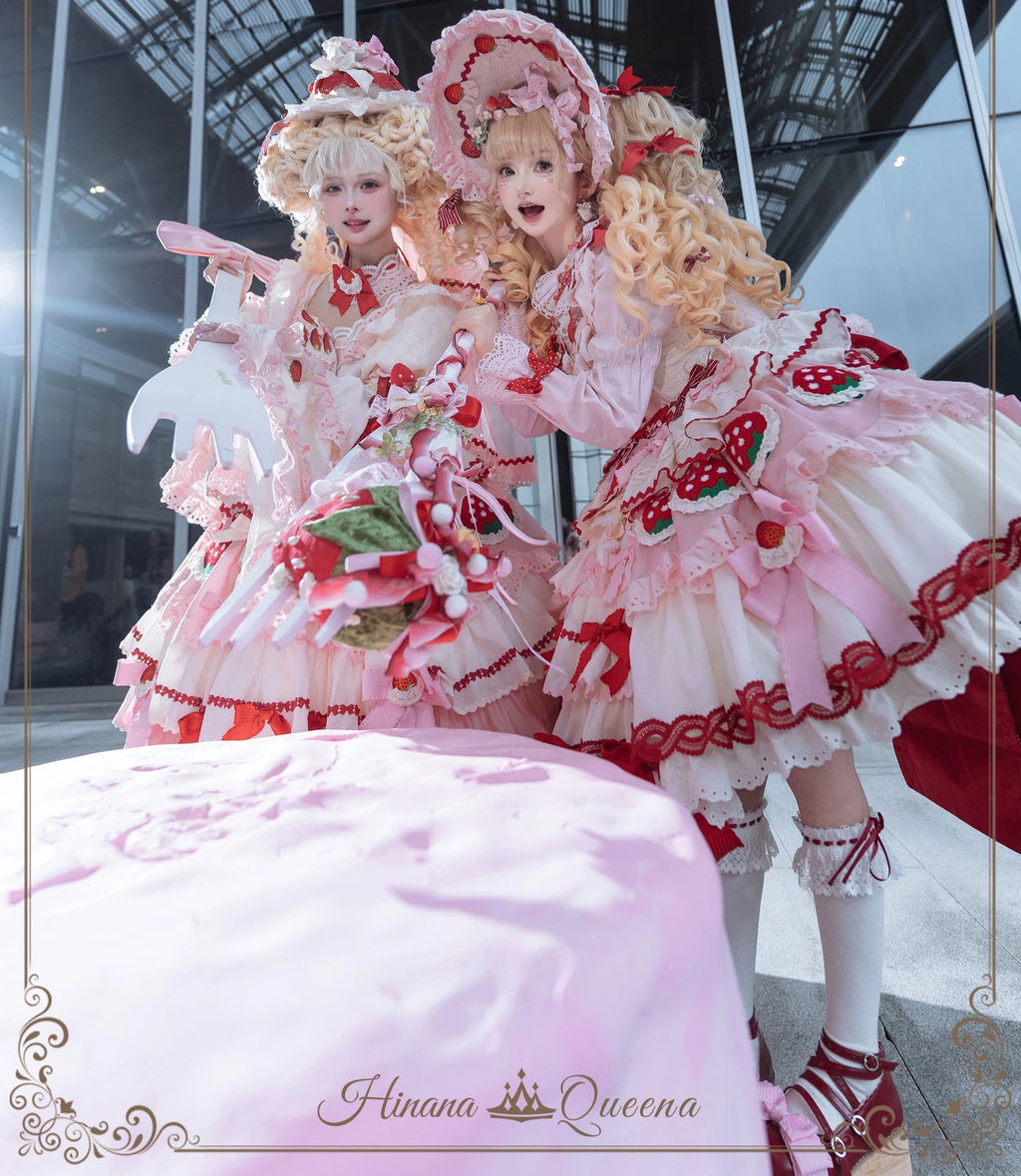 Strawberry Party リボンとフリルのデコレーションドレス・ノースリーブタイプ