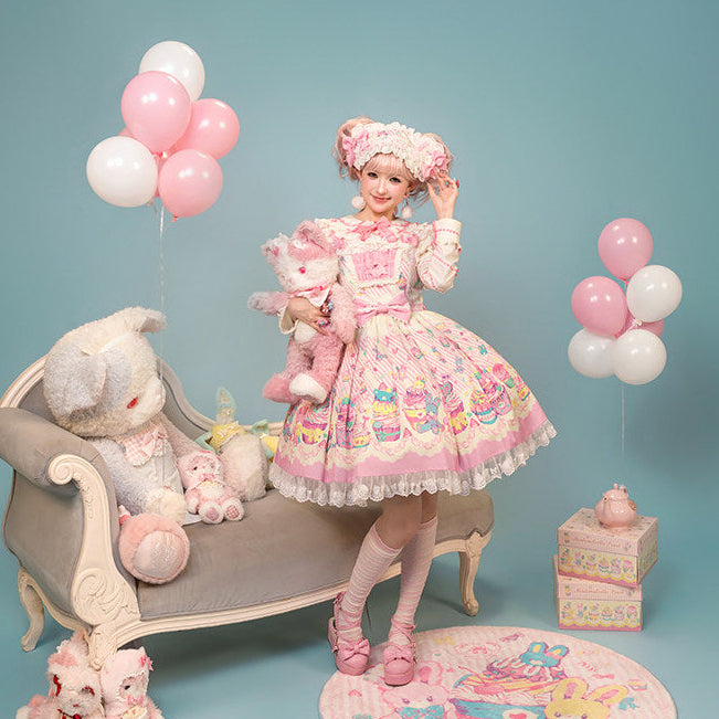 【受注予約1/26まで】Sweet Cup Cake プリントジャンパースカート